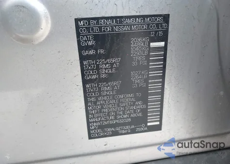 2016 Nissan Rogue Sv from USA, damaged, VIN KNMAT2MT6GP632028